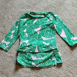 Lilly Pulitzer Green and Pink Leaf Rashguard Set